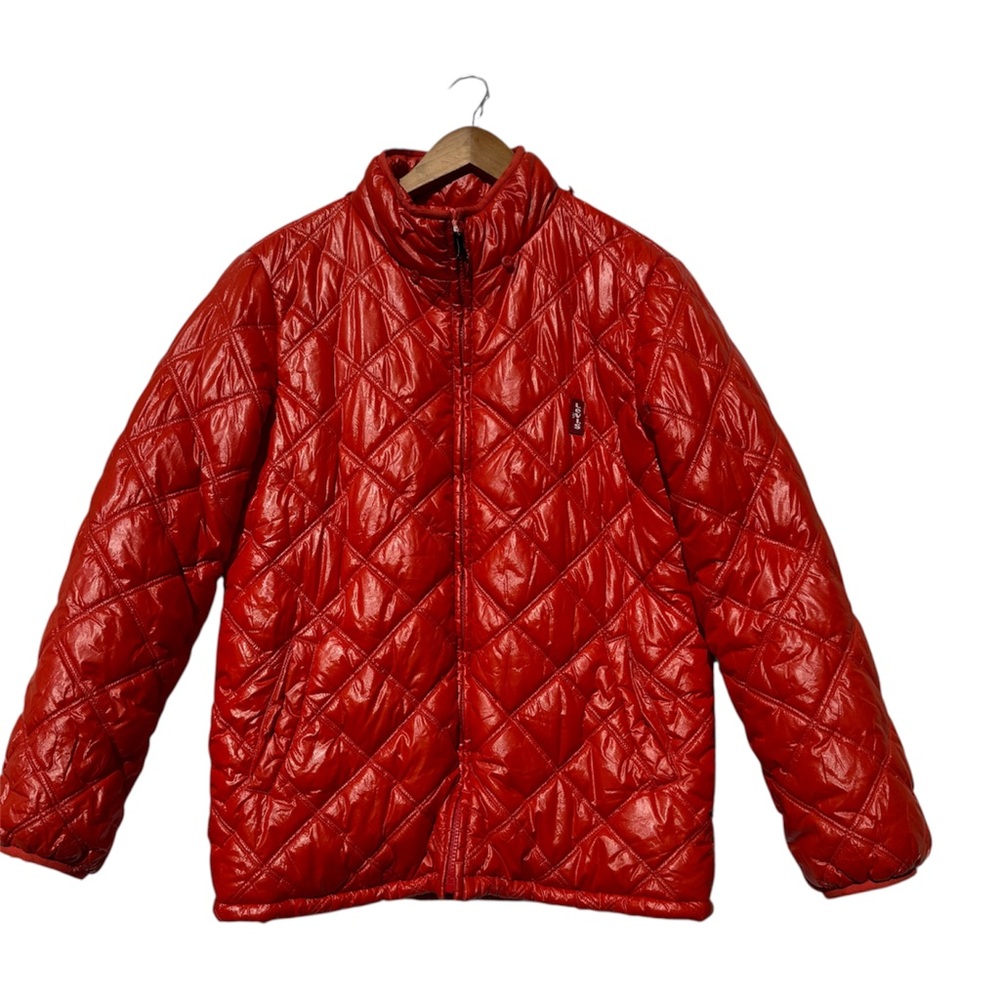 Levi’s Red Tab RARE Quilted Puffer Jacket Youth Large Vintage Glossy ORANGE